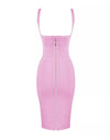 Zipper Back Strapped Bandage Mini Dress - BEYAZURA.COM