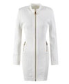 Zippered Knitted Mini Dress In White - BEYAZURA.COM
