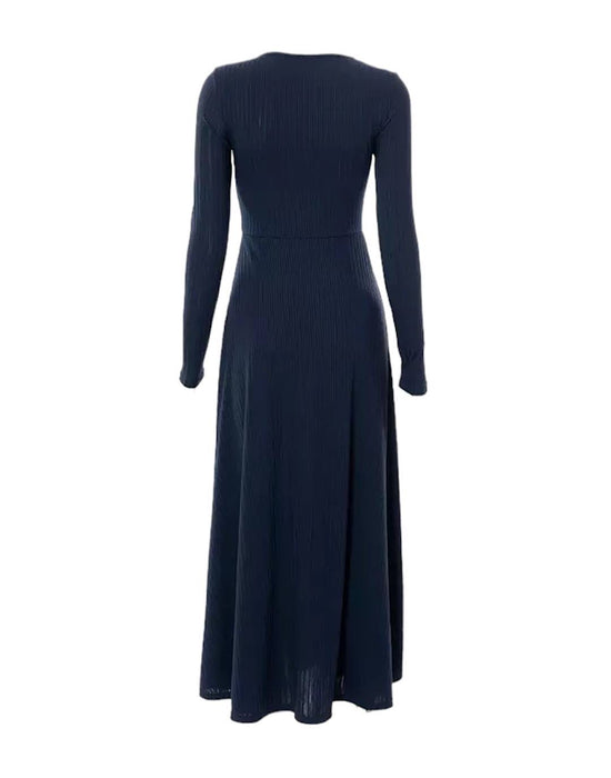 Ribbed Knit High Slit Dress - Beyazura.com