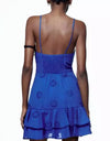 Blue Layered Ruffled Hem Dress - Beyazura.com