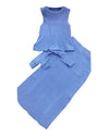 Waist Tied Crop And Skirt Knit Set - Beyazura.com
