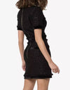 Black Tweed Knit Gold Button Dress - Beyazura.com