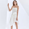 Strapless Knit Irregular Skirt Dress in White - Beyazura.com