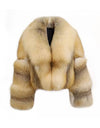 Fox Fur Cropped Turn Down Collar Coat - Beyazura.com