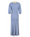 Collared Knit Button Down Dress In Blue - BEYAZURA.COM