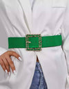 Green Chain Buckle PU Leather Belt - Beyazura.com