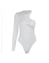 One Sleeve Draped Bodysuit - Beyazura.com