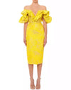 Yellow Knitted Jacquard Bandage Dress - Beyazura.com