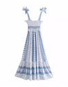 Boho Style Elastic Blue Dress - Beyazura.com