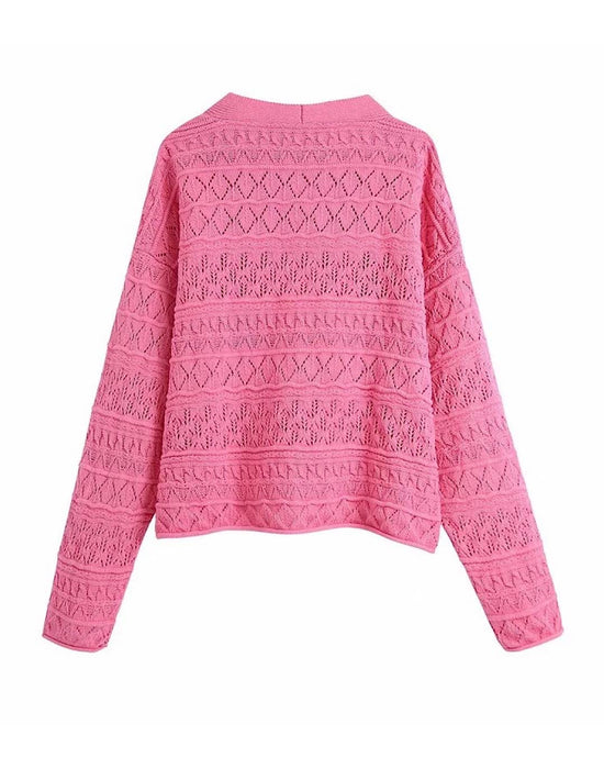Pink Sweater And Bra Top Knit Set - Beyazura.com