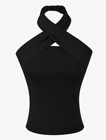 Knit Halter Neck Sweater Top - Beyazura.com