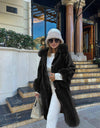 Fox Fur Trimmed Wool Coat - Beyazura.com