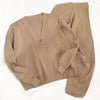 Ribbed Knit Zipper Cardigan And Trouser Two Piece Set - Beyazura.com