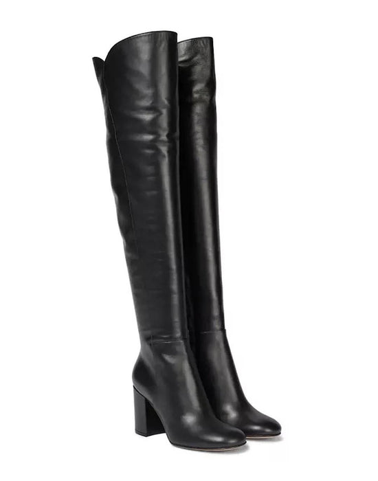 Genuine Leather Knee High Boots - Beyazura.com