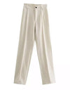 High Waisted Straight Cut Pants - Beyazura.com