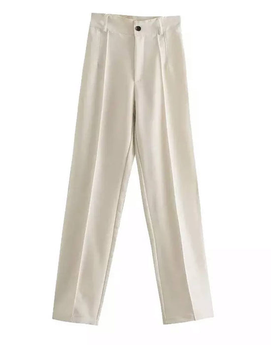 High Waisted Straight Cut Pants - Beyazura.com