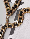 Black PU Leather Gold Chain Belt - Beyazura.com
