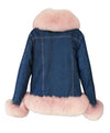 Fox Fur Trimmed Parka Denim Coat With Rabbit Fur Lining In Brown - BEYAZURA.COM