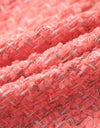 Coral Red Tweed Sleeveless Dress - Beyazura.com